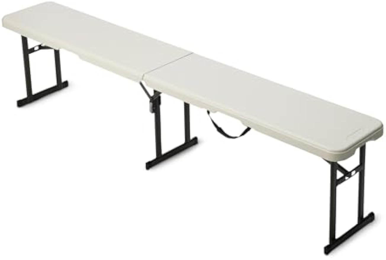 Amazon Basics 6ft Folding Bench, Indoor & Outdoor with Carrying Handle, White