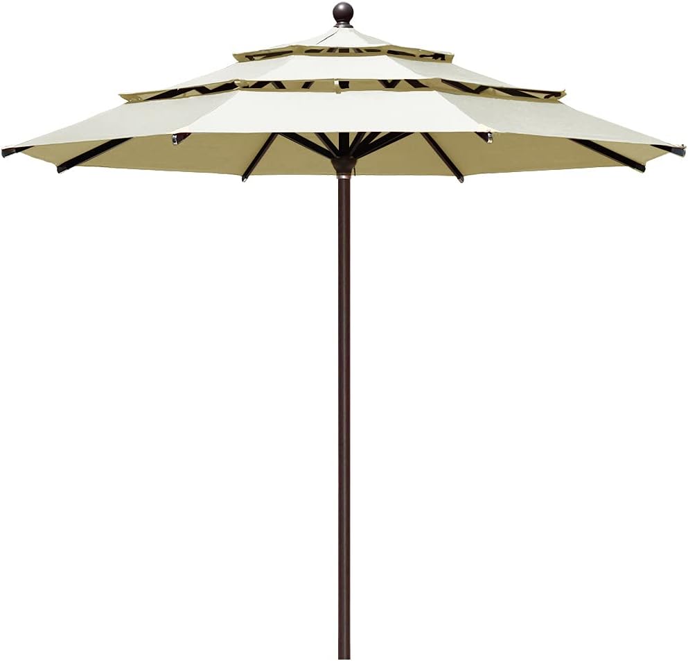 EliteShade USA 10-Year-Non-Fading 9Ft 3 Tiers Market Umbrella Patio Umbrella Outdoor Table Umbrella with Ventilation, Sunflower Yellow