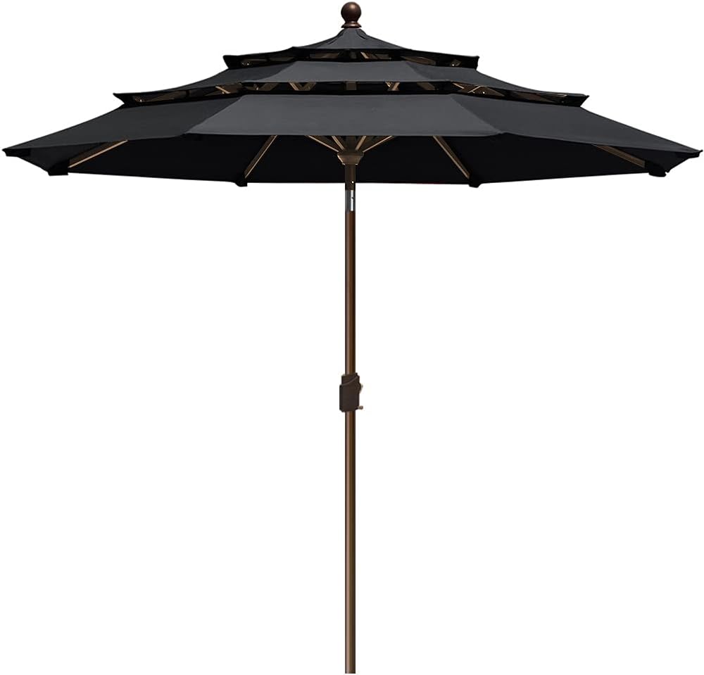 EliteShade USA 10-Year-Non-Fading 9Ft 3 Tiers Market Umbrella Patio Umbrella Outdoor Table Umbrella with Ventilation, Sunflower Yellow