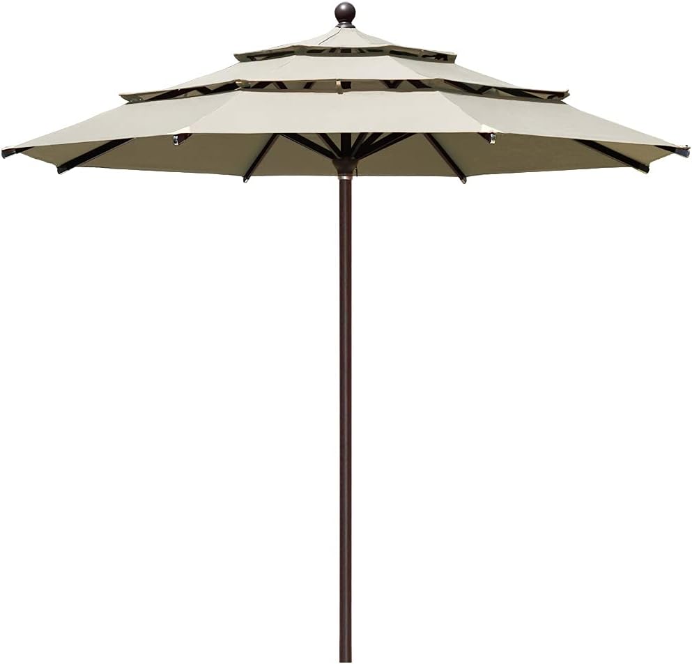 EliteShade USA 10-Year-Non-Fading 9Ft 3 Tiers Market Umbrella Patio Umbrella Outdoor Table Umbrella with Ventilation, Sunflower Yellow