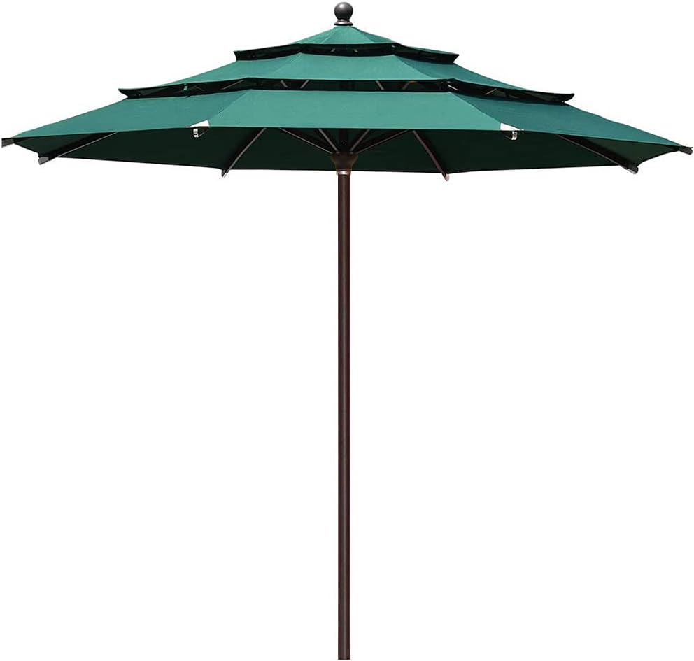 EliteShade USA 10-Year-Non-Fading 9Ft 3 Tiers Market Umbrella Patio Umbrella Outdoor Table Umbrella with Ventilation, Sunflower Yellow