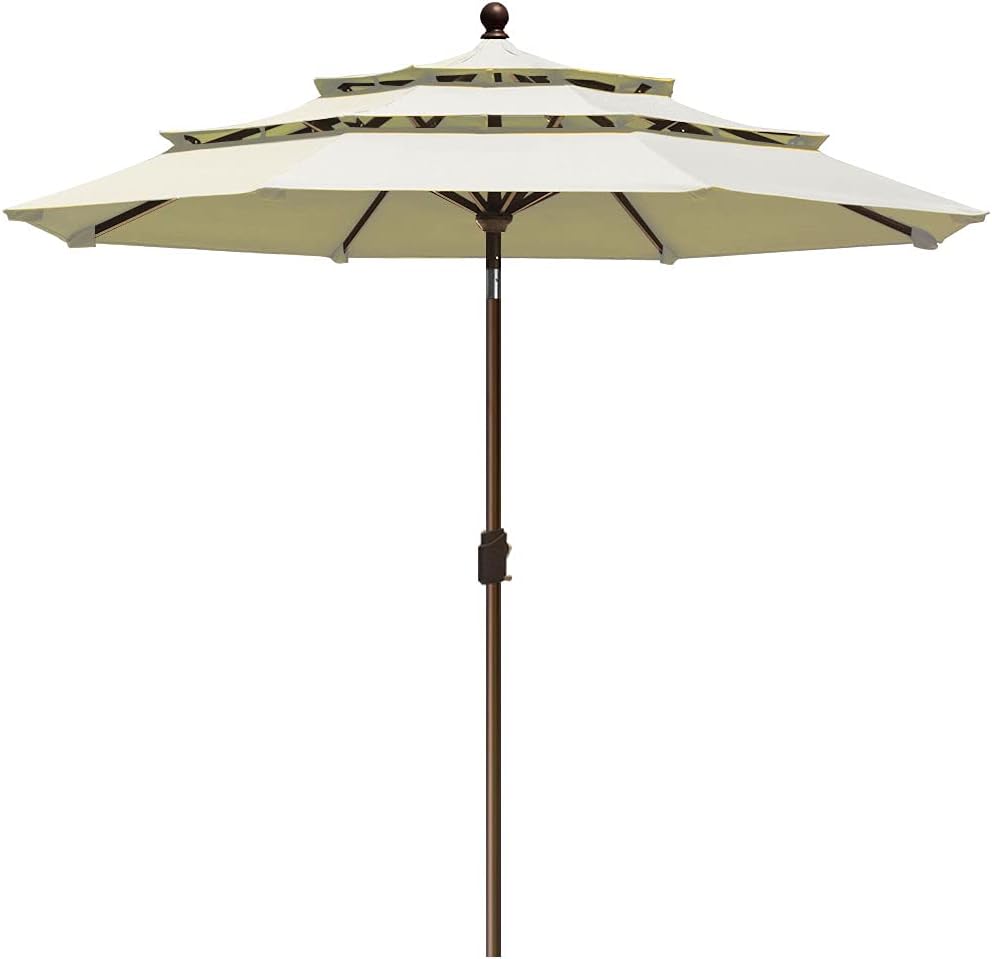 EliteShade USA 10-Year-Non-Fading 9Ft 3 Tiers Market Umbrella Patio Umbrella Outdoor Table Umbrella with Ventilation, Sunflower Yellow