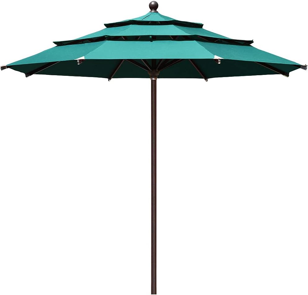 EliteShade USA 10-Year-Non-Fading 9Ft 3 Tiers Market Umbrella Patio Umbrella Outdoor Table Umbrella with Ventilation, Sunflower Yellow