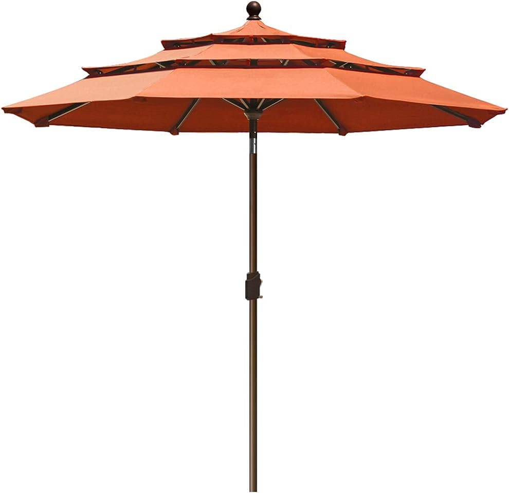 EliteShade USA 10-Year-Non-Fading 9Ft 3 Tiers Market Umbrella Patio Umbrella Outdoor Table Umbrella with Ventilation, Sunflower Yellow