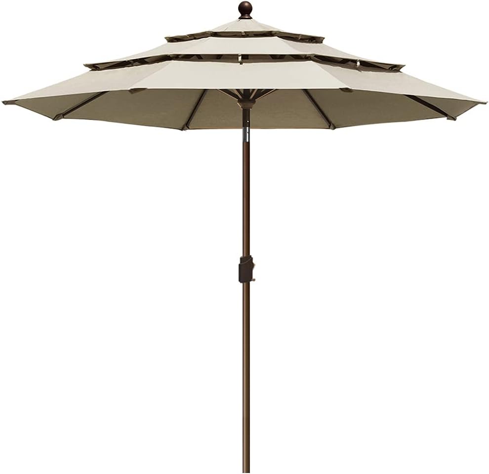 EliteShade USA 10-Year-Non-Fading 9Ft 3 Tiers Market Umbrella Patio Umbrella Outdoor Table Umbrella with Ventilation, Sunflower Yellow