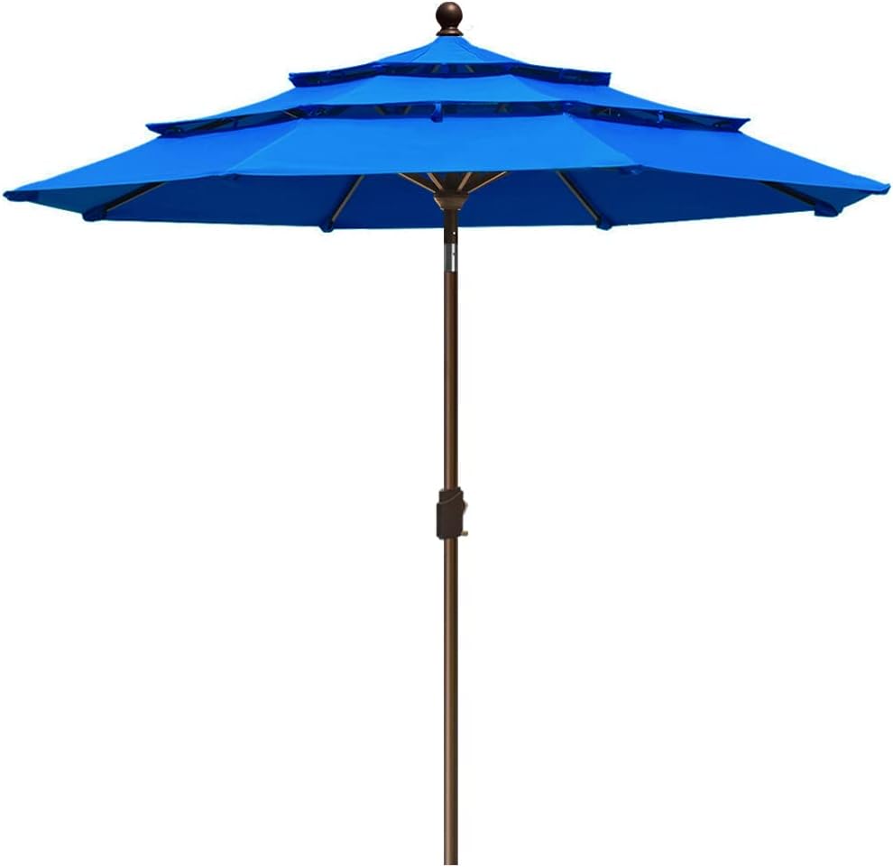 EliteShade USA 10-Year-Non-Fading 9Ft 3 Tiers Market Umbrella Patio Umbrella Outdoor Table Umbrella with Ventilation, Sunflower Yellow