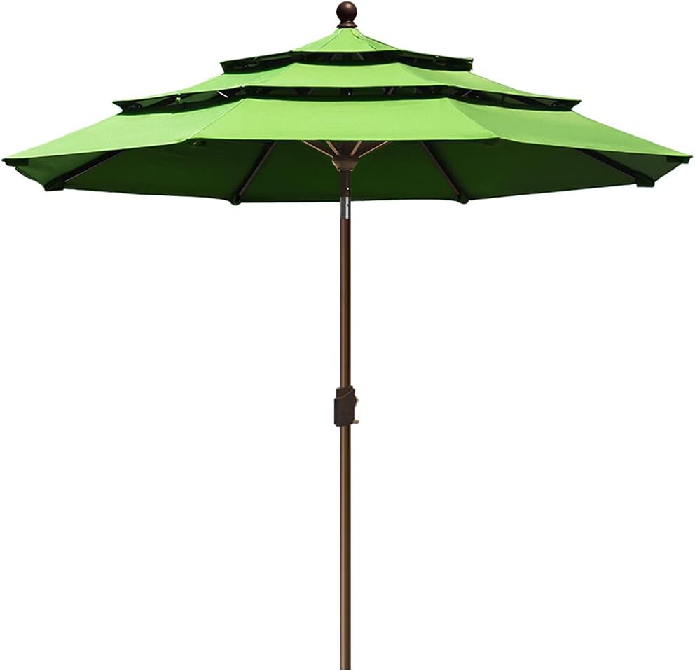 EliteShade USA 10-Year-Non-Fading 9Ft 3 Tiers Market Umbrella Patio Umbrella Outdoor Table Umbrella with Ventilation, Sunflower Yellow