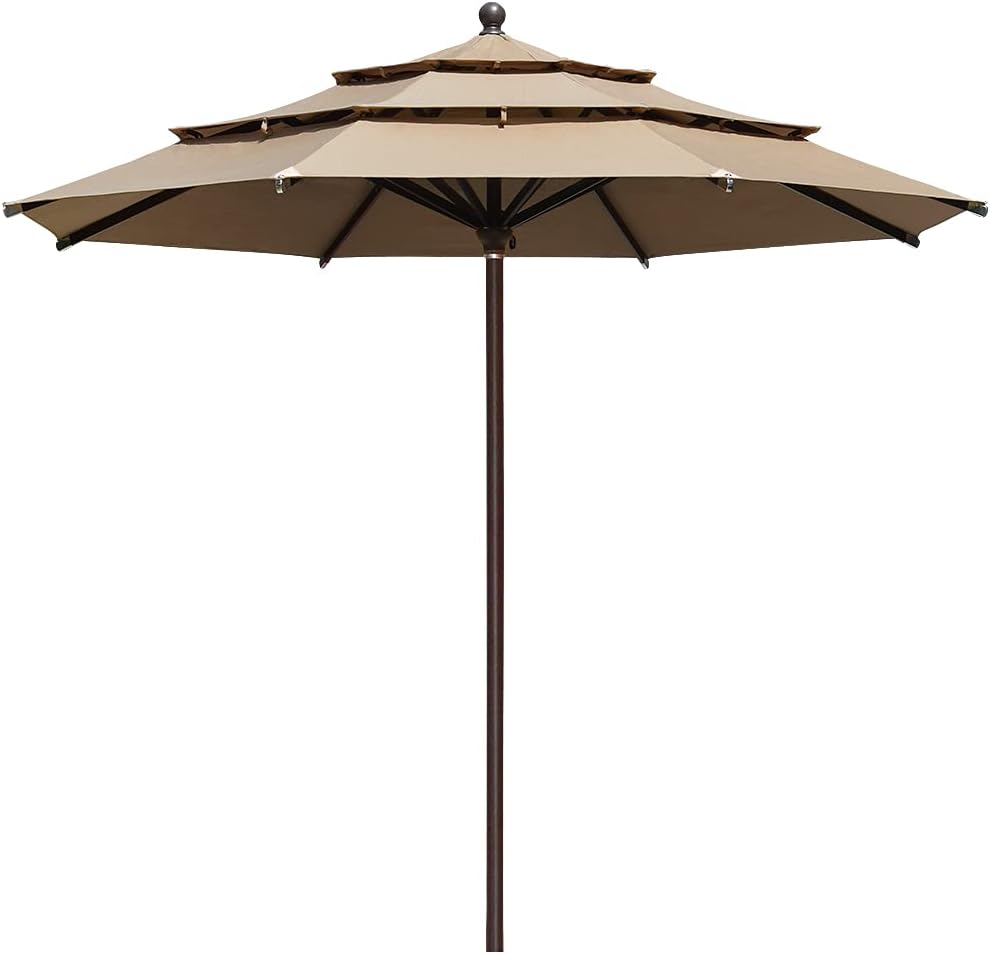 EliteShade USA 10-Year-Non-Fading 9Ft 3 Tiers Market Umbrella Patio Umbrella Outdoor Table Umbrella with Ventilation, Sunflower Yellow