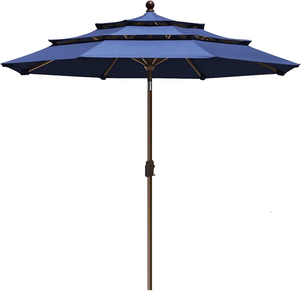 EliteShade USA 10-Year-Non-Fading 9Ft 3 Tiers Market Umbrella Patio Umbrella Outdoor Table Umbrella with Ventilation, Sunflower Yellow