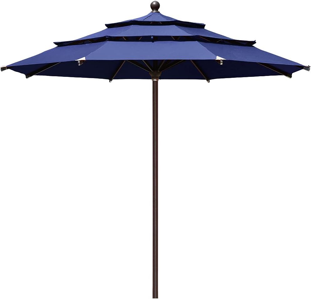 EliteShade USA 10-Year-Non-Fading 9Ft 3 Tiers Market Umbrella Patio Umbrella Outdoor Table Umbrella with Ventilation, Sunflower Yellow