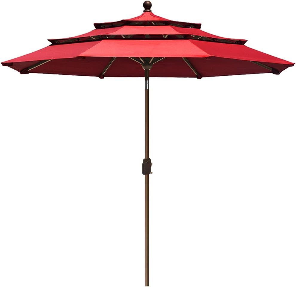 EliteShade USA 10-Year-Non-Fading 9Ft 3 Tiers Market Umbrella Patio Umbrella Outdoor Table Umbrella with Ventilation, Sunflower Yellow