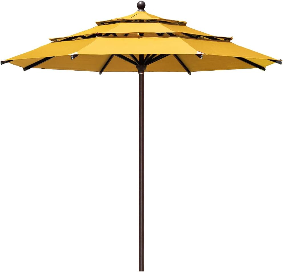 EliteShade USA 10-Year-Non-Fading 9Ft 3 Tiers Market Umbrella Patio Umbrella Outdoor Table Umbrella with Ventilation, Sunflower Yellow