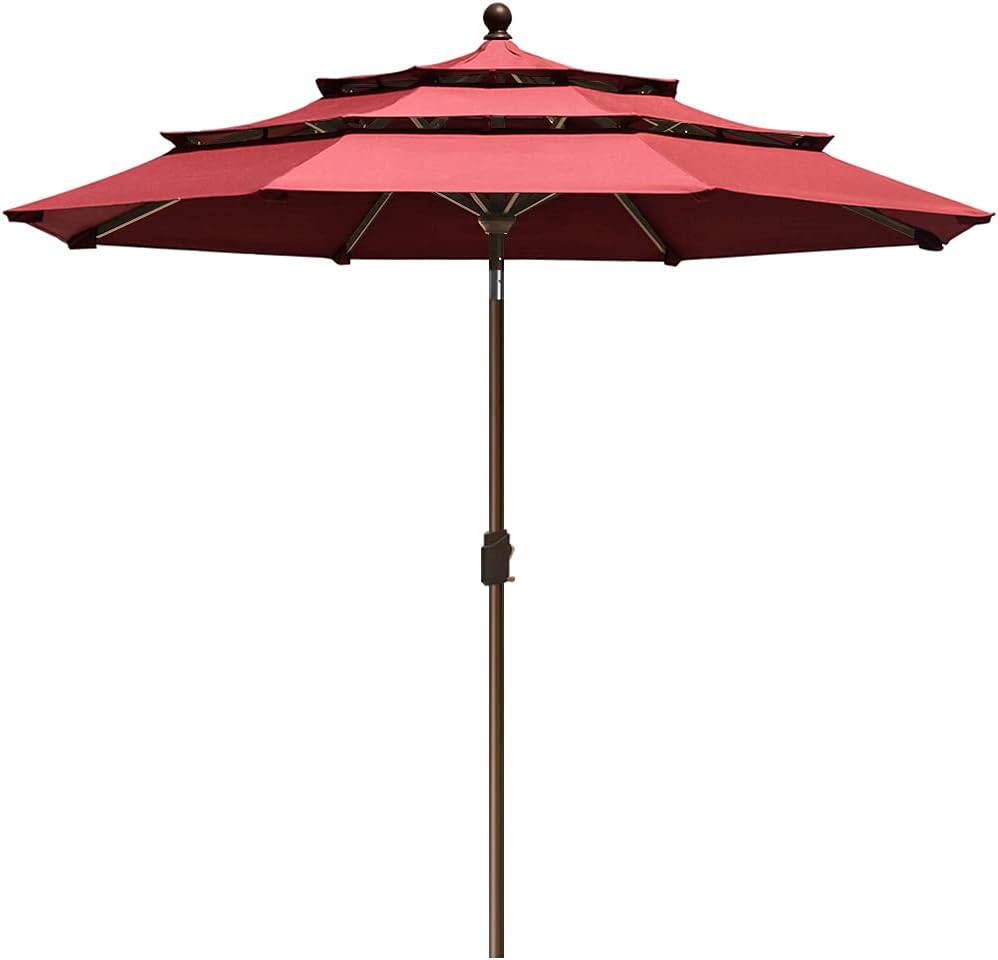 EliteShade USA 10-Year-Non-Fading 9Ft 3 Tiers Market Umbrella Patio Umbrella Outdoor Table Umbrella with Ventilation, Sunflower Yellow