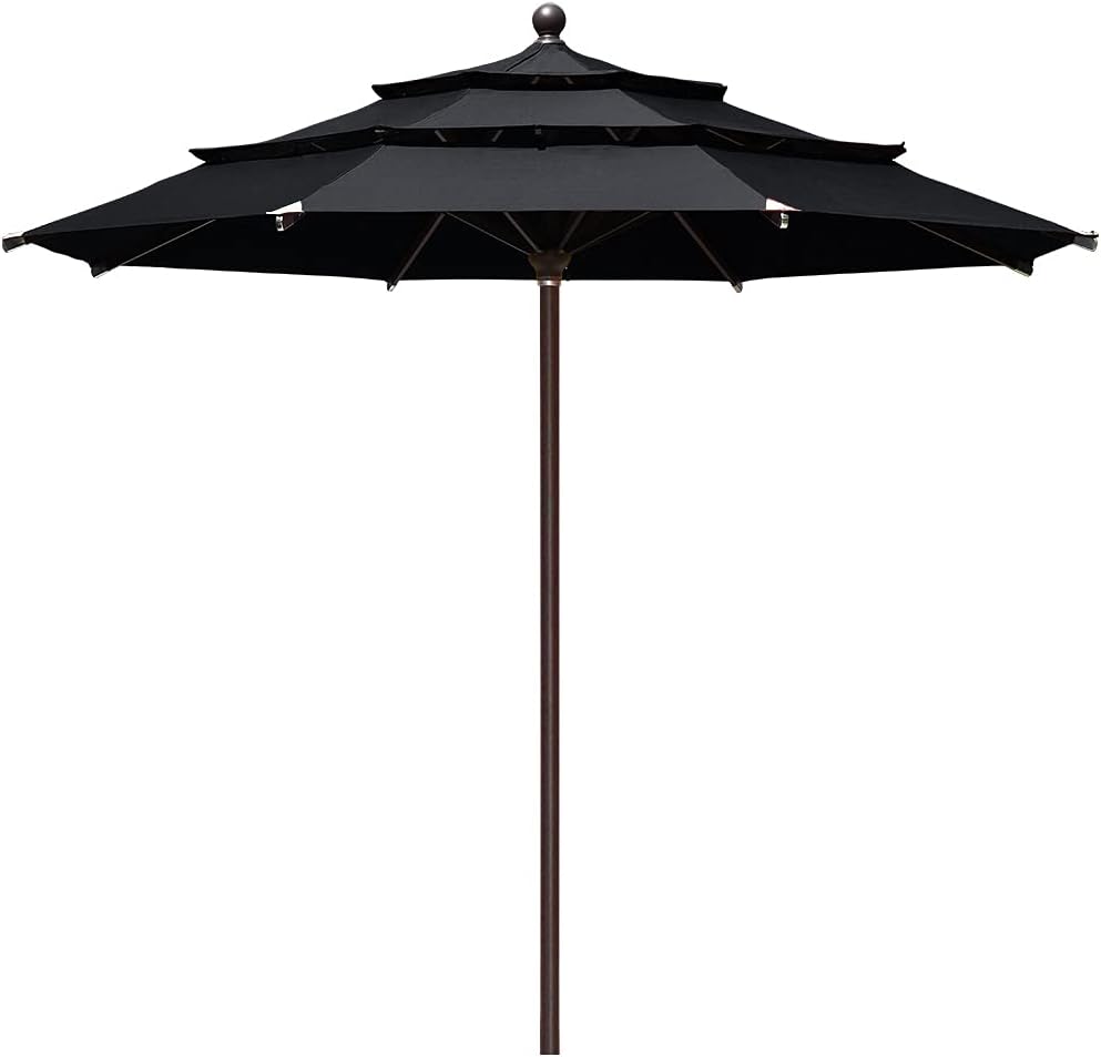 EliteShade USA 10-Year-Non-Fading 9Ft 3 Tiers Market Umbrella Patio Umbrella Outdoor Table Umbrella with Ventilation, Sunflower Yellow