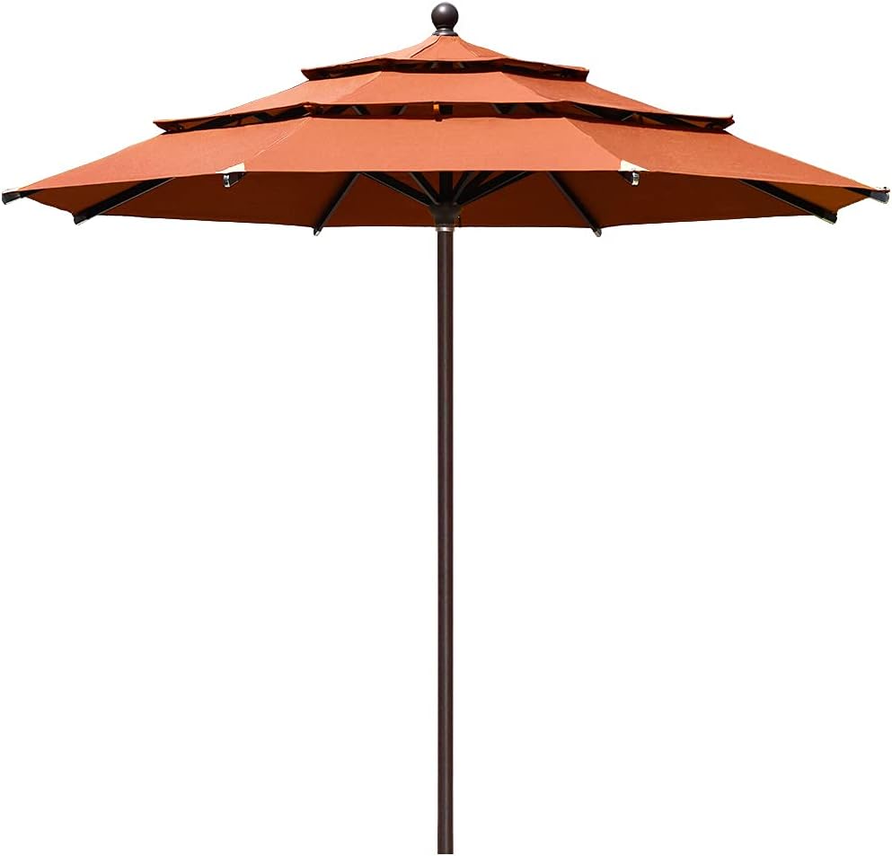 EliteShade USA 10-Year-Non-Fading 9Ft 3 Tiers Market Umbrella Patio Umbrella Outdoor Table Umbrella with Ventilation, Sunflower Yellow