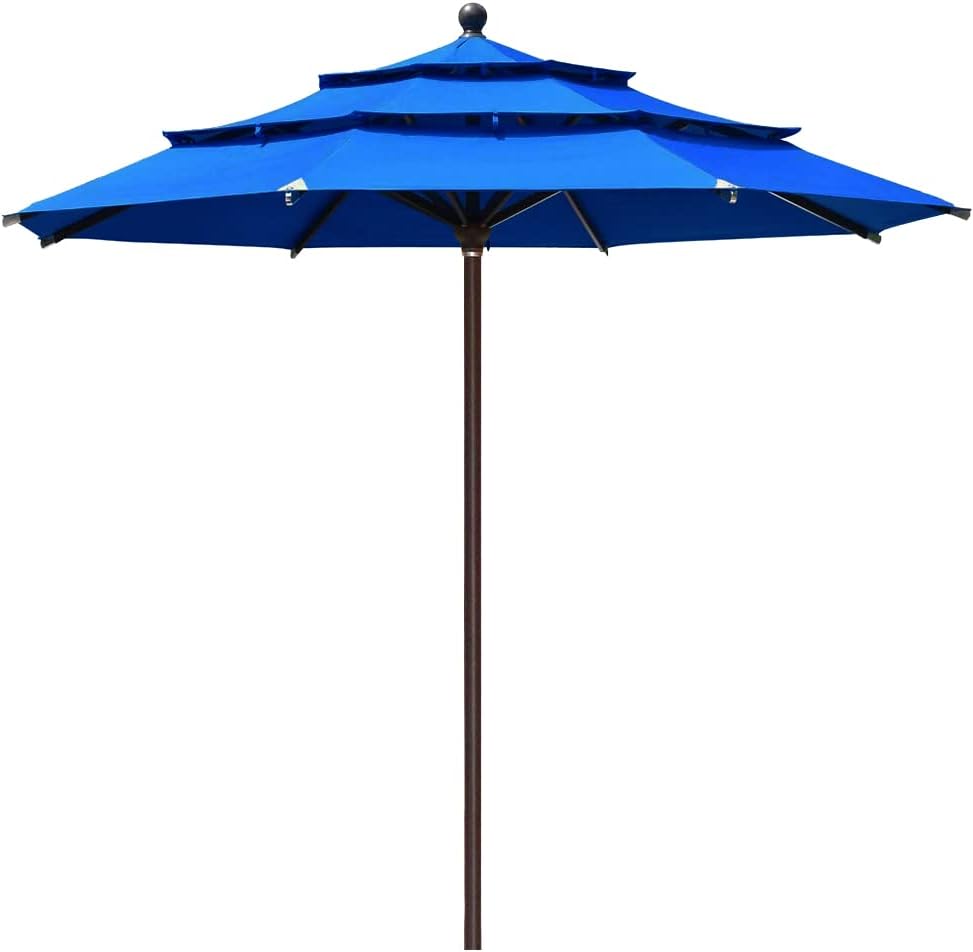 EliteShade USA 10-Year-Non-Fading 9Ft 3 Tiers Market Umbrella Patio Umbrella Outdoor Table Umbrella with Ventilation, Sunflower Yellow