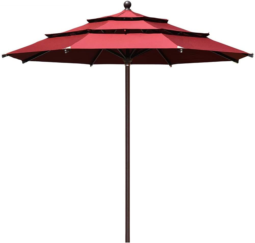 EliteShade USA 10-Year-Non-Fading 9Ft 3 Tiers Market Umbrella Patio Umbrella Outdoor Table Umbrella with Ventilation, Sunflower Yellow