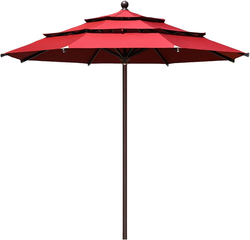EliteShade USA 10-Year-Non-Fading 9Ft 3 Tiers Market Umbrella Patio Umbrella Outdoor Table Umbrella with Ventilation, Sunflower Yellow