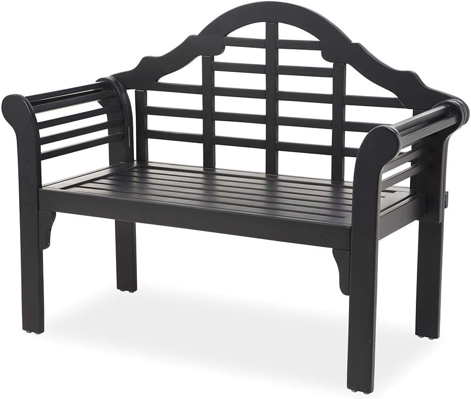 Plow & Hearth Weatherproof Lutyens Eucalyptus Wood Garden Bench | Foldable Patio Benches | Outdoor Furniture Seating for Porch Park Deck | Natural