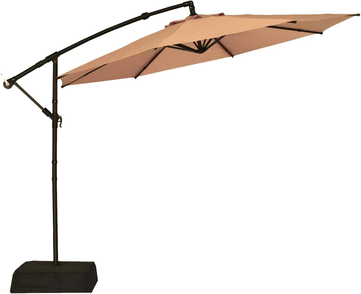 10ft Offset Patio Umbrella with Base Included, Outdoor Hanging Cantilever Umbrella with Crank and Cross Base