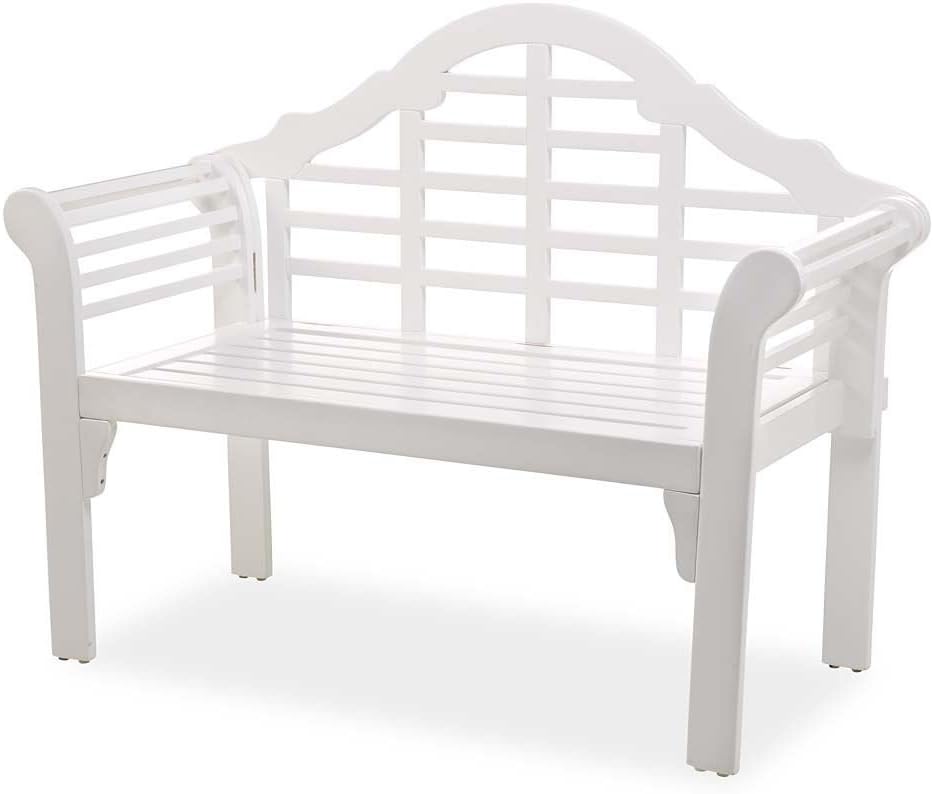 Plow & Hearth Weatherproof Lutyens Eucalyptus Wood Garden Bench | Foldable Patio Benches | Outdoor Furniture Seating for Porch Park Deck | Natural