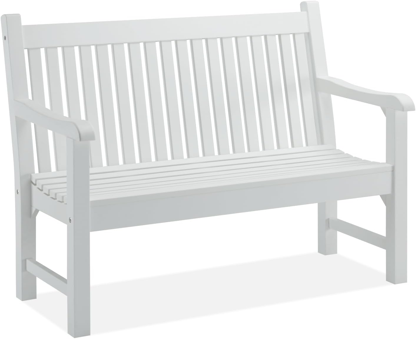 Psilvam 2-Person Poly Lumber Outdoor Bench with 700 Lbs Weight Capacity – Weatherproof Garden Seating for, Balcony Porch & Park, All-Weather Fade-Resistant Patio Furniture (Teak Color)
