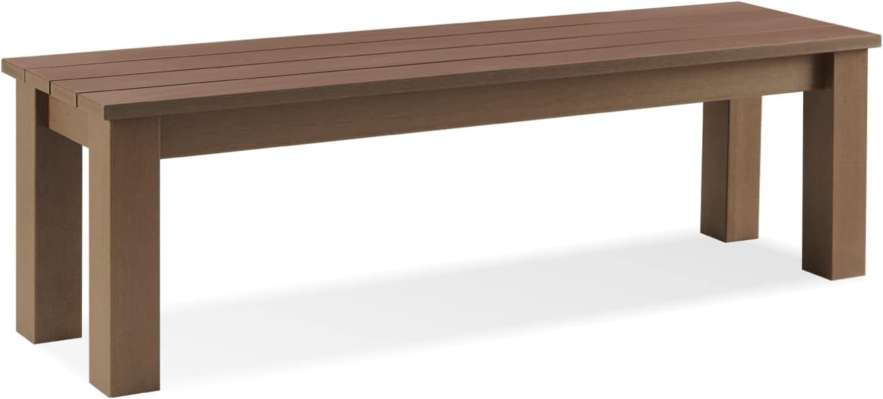 Outdoor Bench, Three Person Outdoor Poly Lumber Patio Backless Bench, Weatherproof Garden Bench That Never Rot and Fade, Suit for Garden, Porch and Park