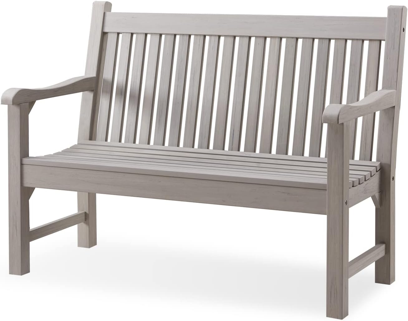 Psilvam 2-Person Poly Lumber Outdoor Bench with 700 Lbs Weight Capacity – Weatherproof Garden Seating for, Balcony Porch & Park, All-Weather Fade-Resistant Patio Furniture (Teak Color)