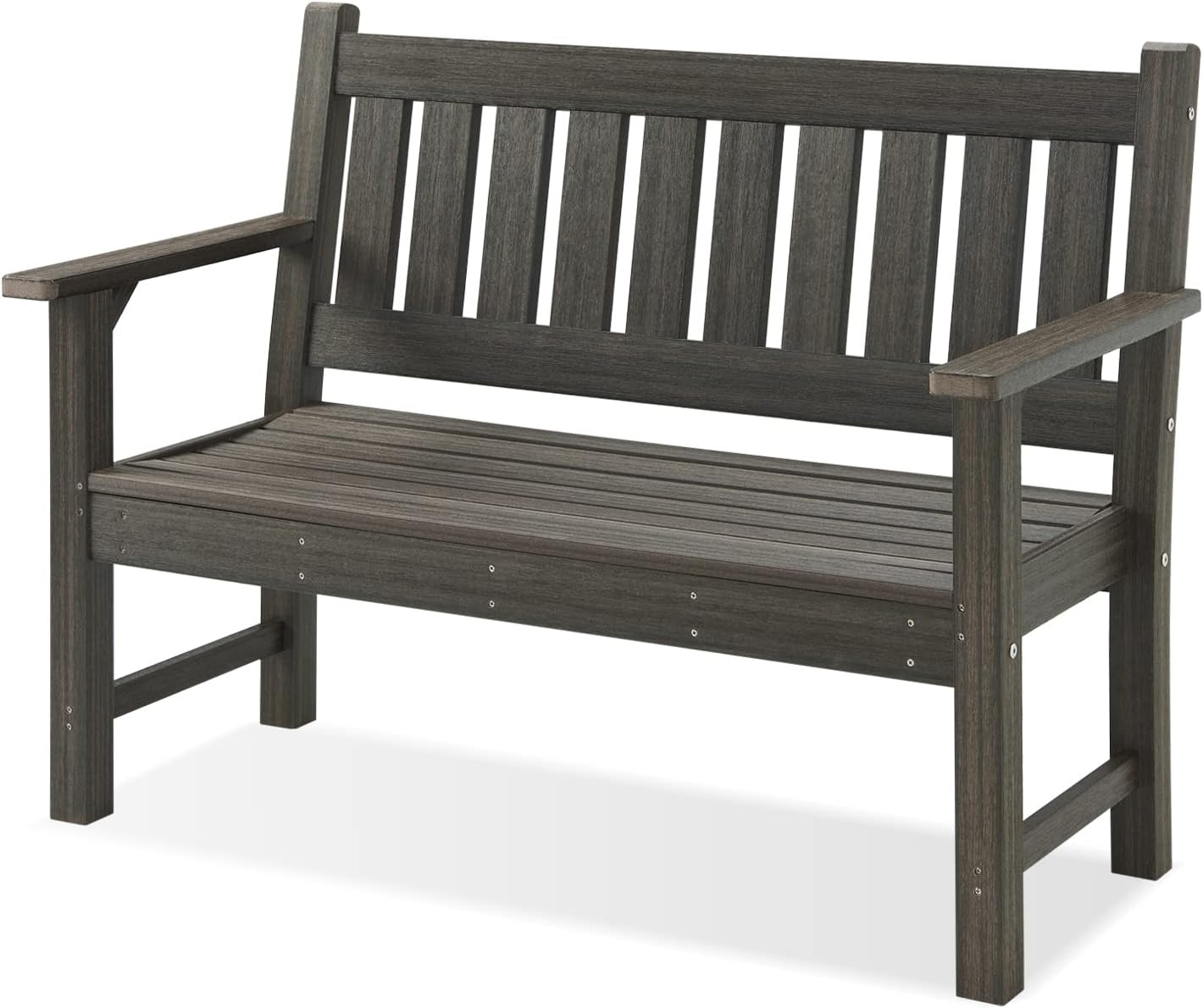 Outdoor Bench, 3-Person Garden Bench, Poly Lumber Patio Bench for Outdoors, Porch, and Park (Light Brown)