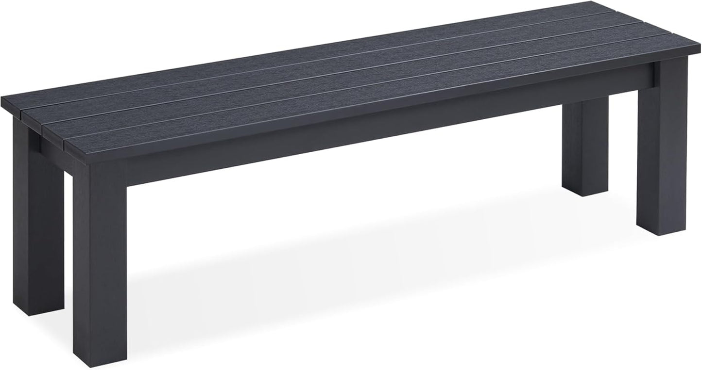 Outdoor Bench, Three Person Outdoor Poly Lumber Patio Backless Bench, Weatherproof Garden Bench That Never Rot and Fade, Suit for Garden, Porch and Park