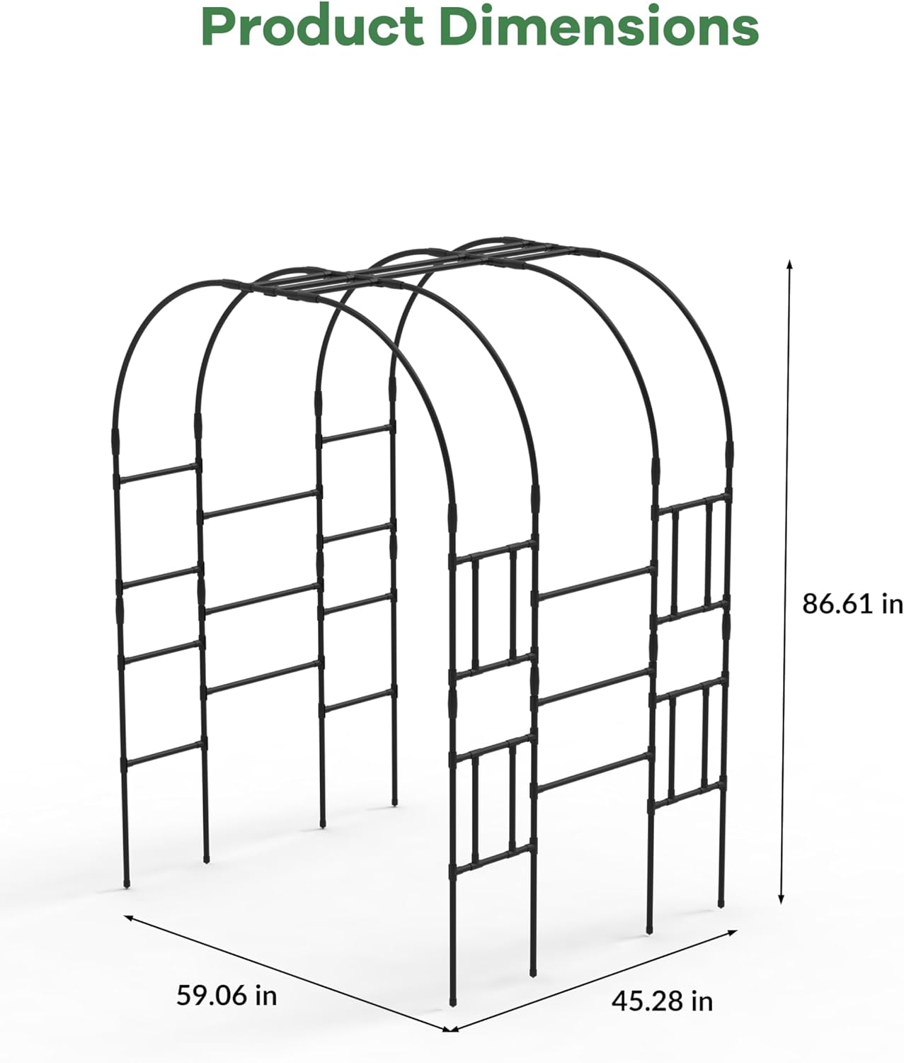 Garden Arch Trellis for Climing Plants-7.2FT Outdoor Metal Garden Trellis Arch for Flowers, Vegetables and Grapes, Durable Arched Arbor for Wedding, Lawn and Party