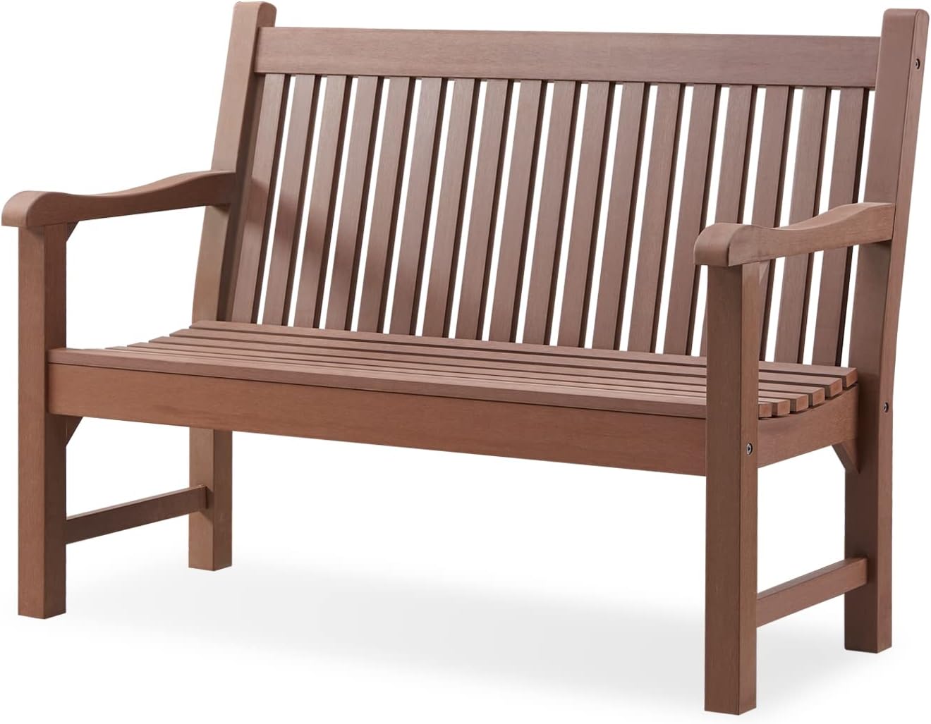 Psilvam 2-Person Poly Lumber Outdoor Bench with 700 Lbs Weight Capacity – Weatherproof Garden Seating for, Balcony Porch & Park, All-Weather Fade-Resistant Patio Furniture (Teak Color)