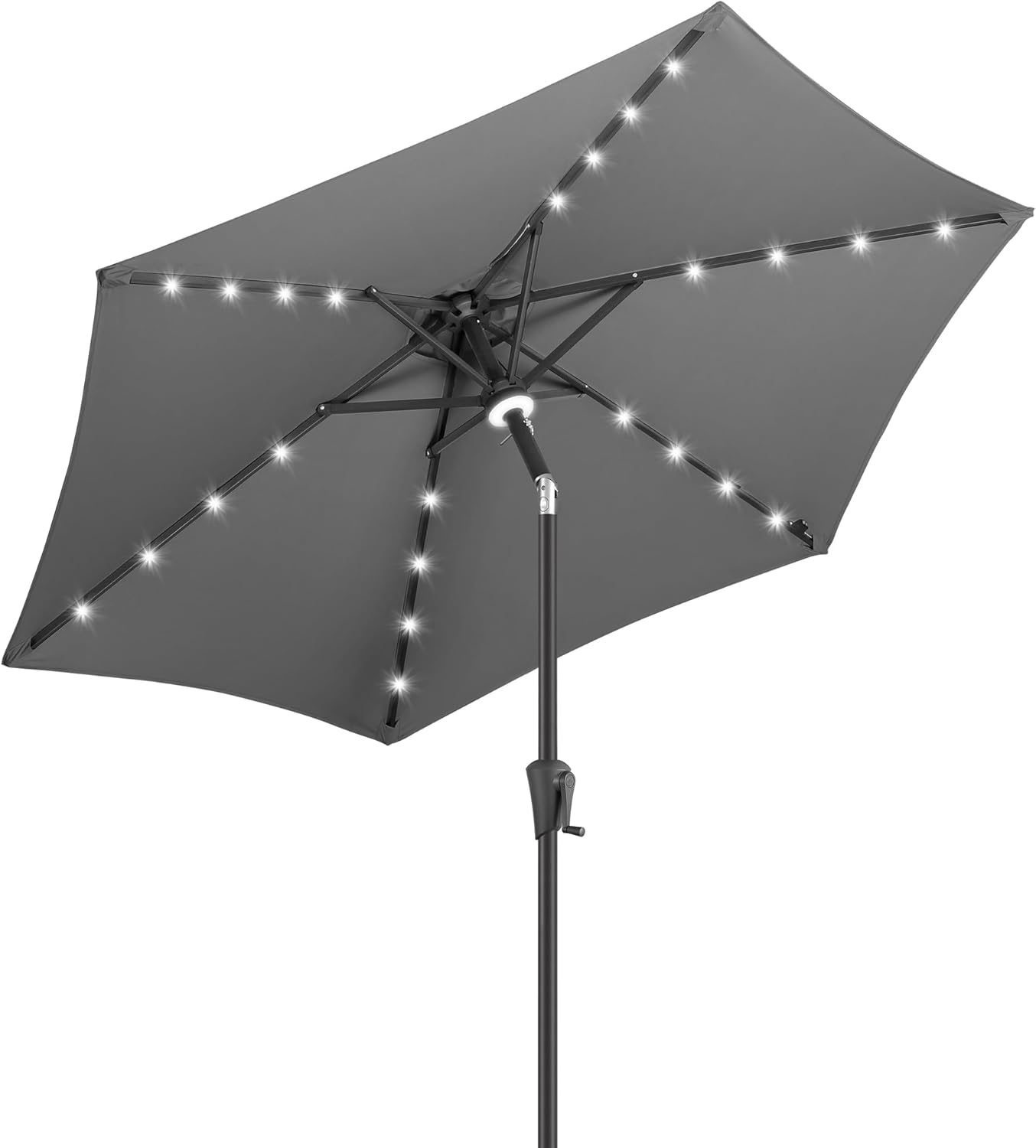 9ft Solar Umbrella Outdoor - Lighted Patio Umbrella with 40 LED Lights Waterprool Uv Protection, Table Umbrella with Tilt & Crank for Pool, Porch, Garden, Deck, Backyard(Red)