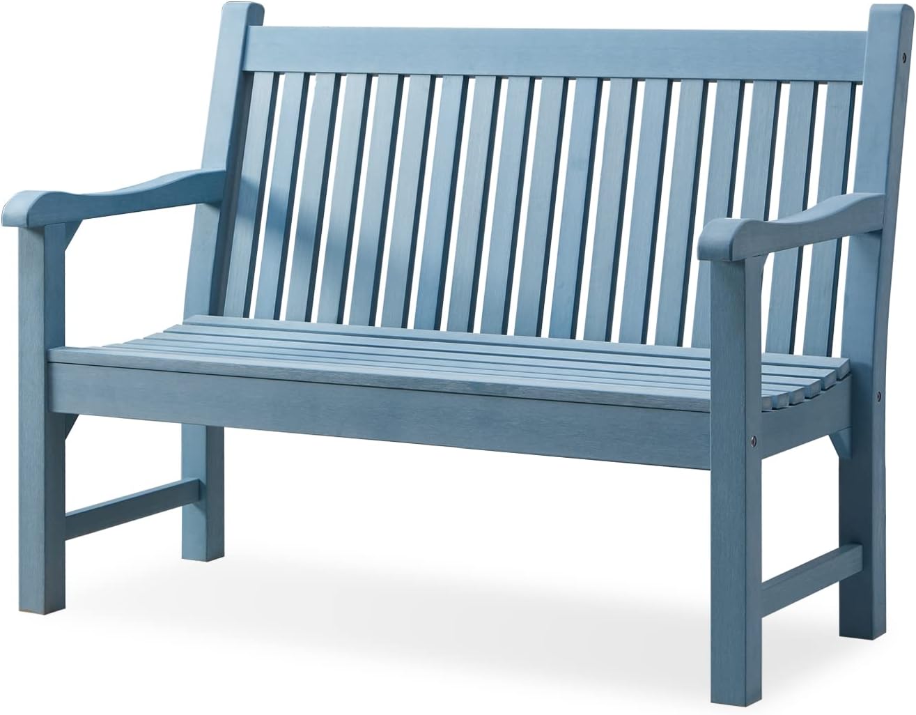 Psilvam 2-Person Poly Lumber Outdoor Bench with 700 Lbs Weight Capacity – Weatherproof Garden Seating for, Balcony Porch & Park, All-Weather Fade-Resistant Patio Furniture (Teak Color)