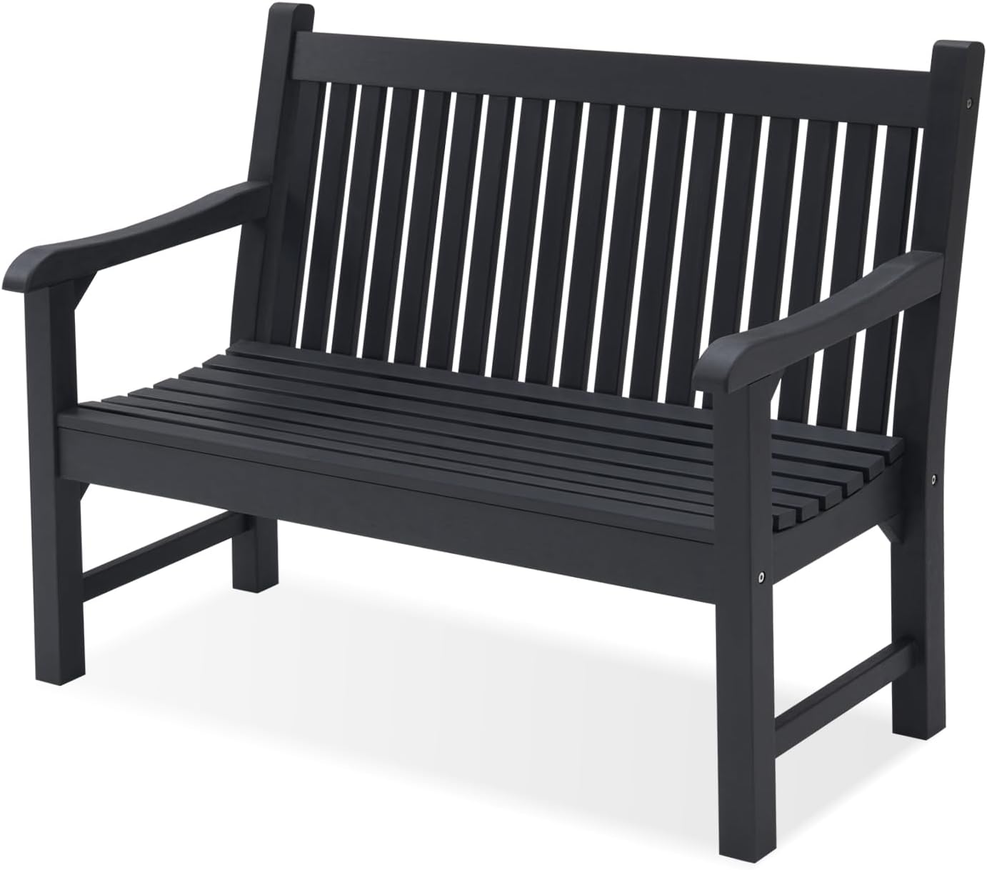 Psilvam 2-Person Poly Lumber Outdoor Bench with 700 Lbs Weight Capacity – Weatherproof Garden Seating for, Balcony Porch & Park, All-Weather Fade-Resistant Patio Furniture (Teak Color)