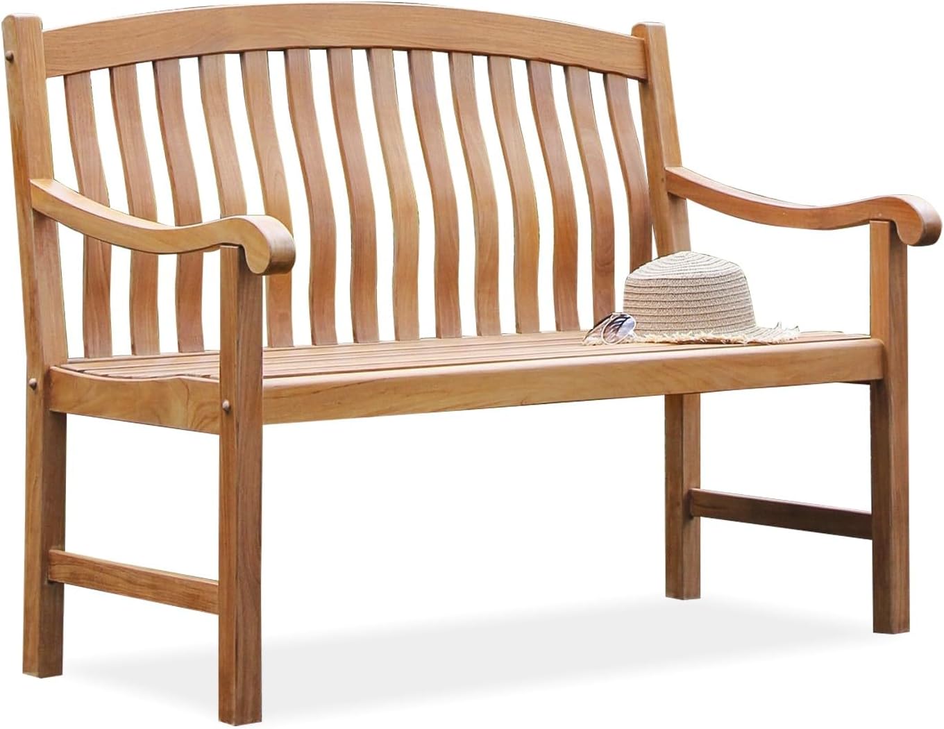 Cambridge Casual Lutyens 4-Foot Teak Wood Outdoor Garden Bench for Patio Furniture, Weather-Resistant, Elegant Seating for Porch, Deck, Lawn, Backyard, and Outdoor Spaces