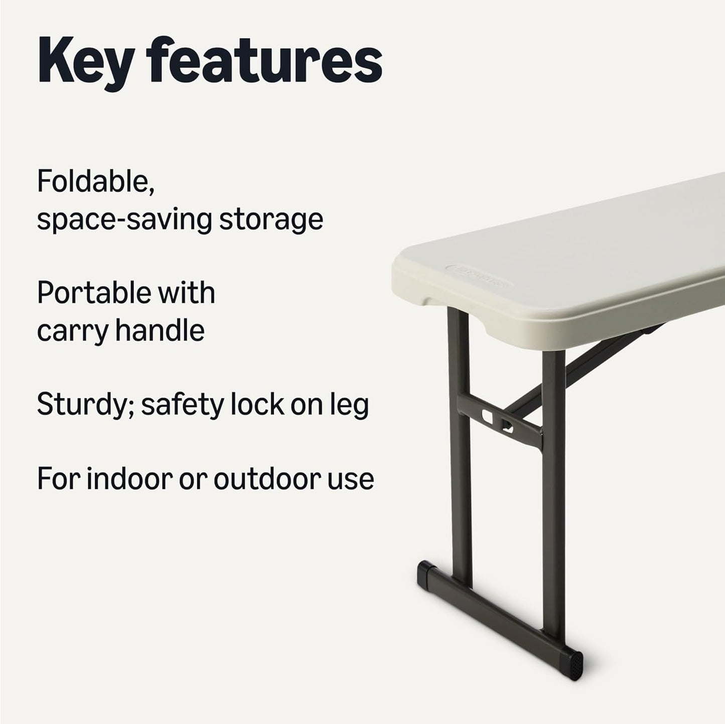 Amazon Basics 6ft Folding Bench, Indoor & Outdoor with Carrying Handle, White