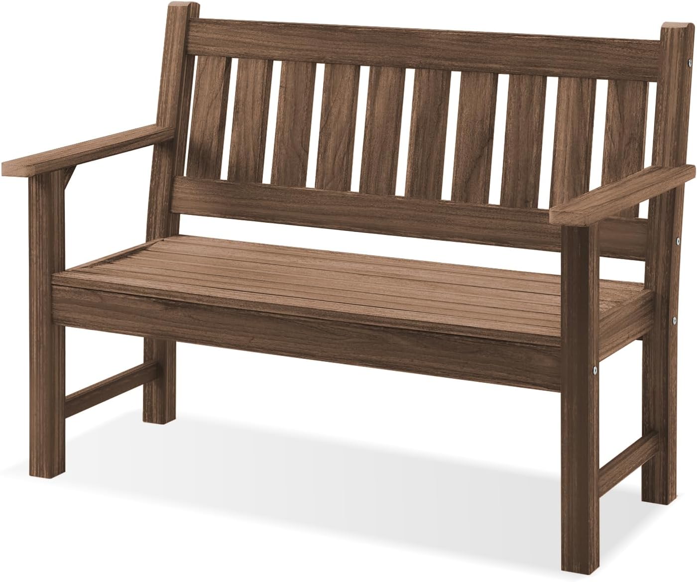 Outdoor Bench, 3-Person Garden Bench, Poly Lumber Patio Bench for Outdoors, Porch, and Park (Light Brown)