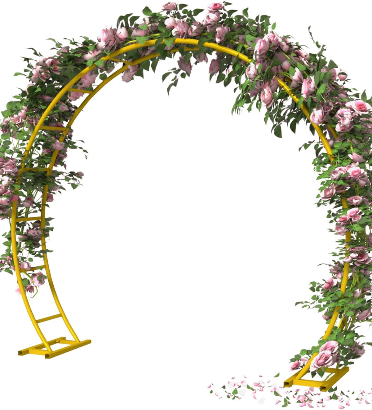 Queension Metal Arch Backdrop Stand 8Ft Wide 7Ft High, Wedding Arch Frame for Wedding Decorations, Balloon Arch Stand with Base for Ceremony, Outdoor Garden Arch Trellis for Climbing Plants, Black