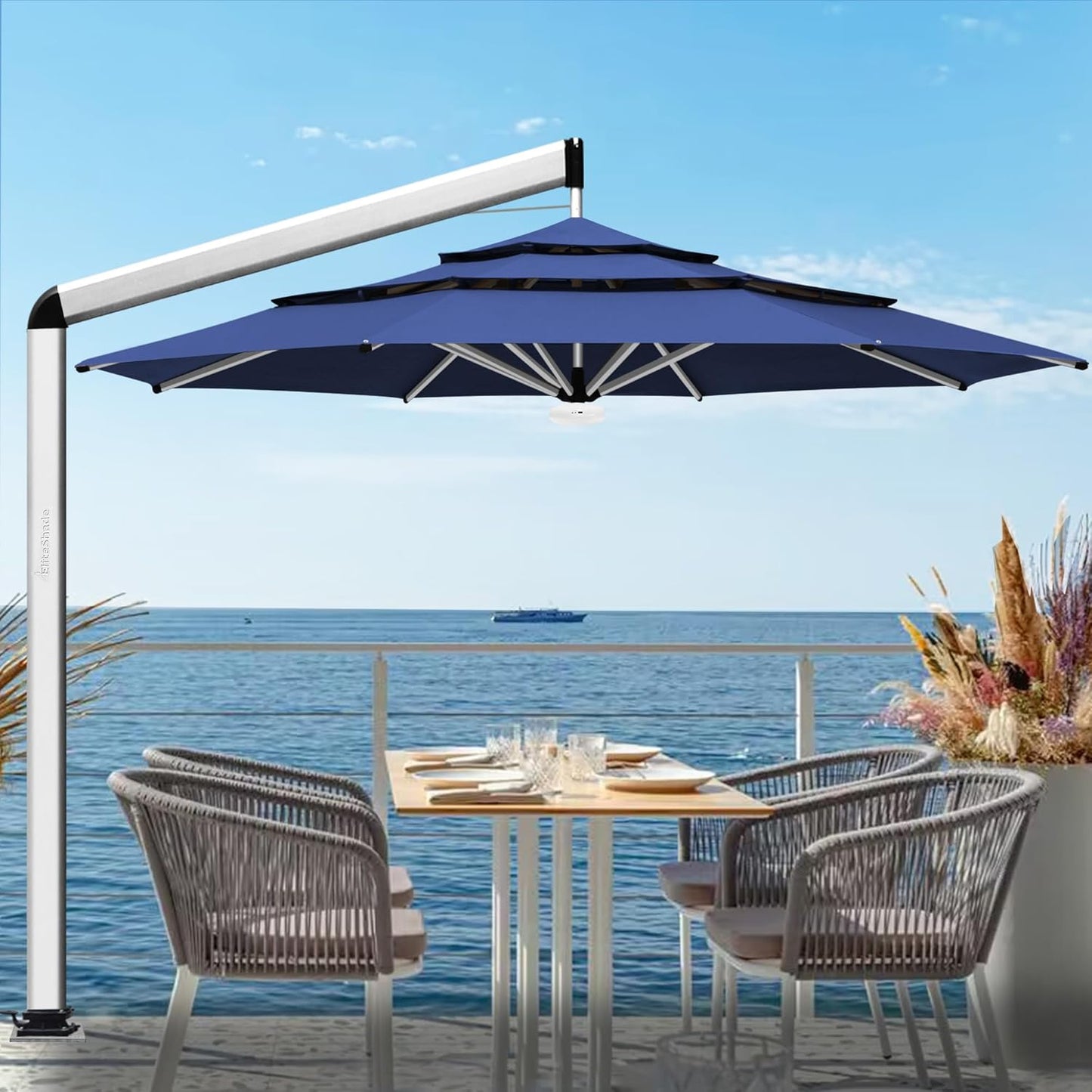 EliteShade USA 10-Year-Non-Fading 9Ft 3 Tiers Market Umbrella Patio Umbrella Outdoor Table Umbrella with Ventilation, Sunflower Yellow
