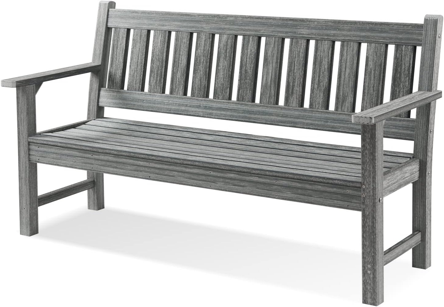 Outdoor Bench, 3-Person Garden Bench, Poly Lumber Patio Bench for Outdoors, Porch, and Park (Light Brown)