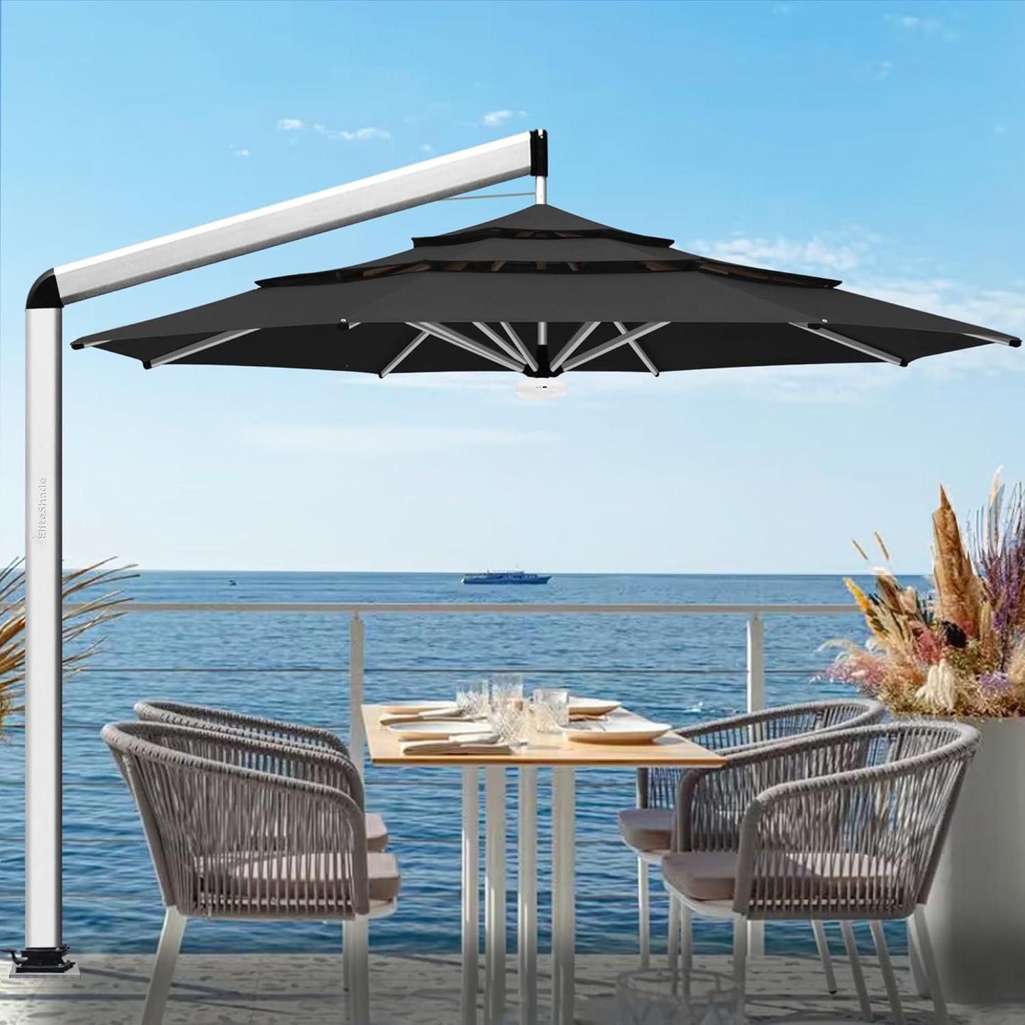 EliteShade USA 10-Year-Non-Fading 9Ft 3 Tiers Market Umbrella Patio Umbrella Outdoor Table Umbrella with Ventilation, Sunflower Yellow