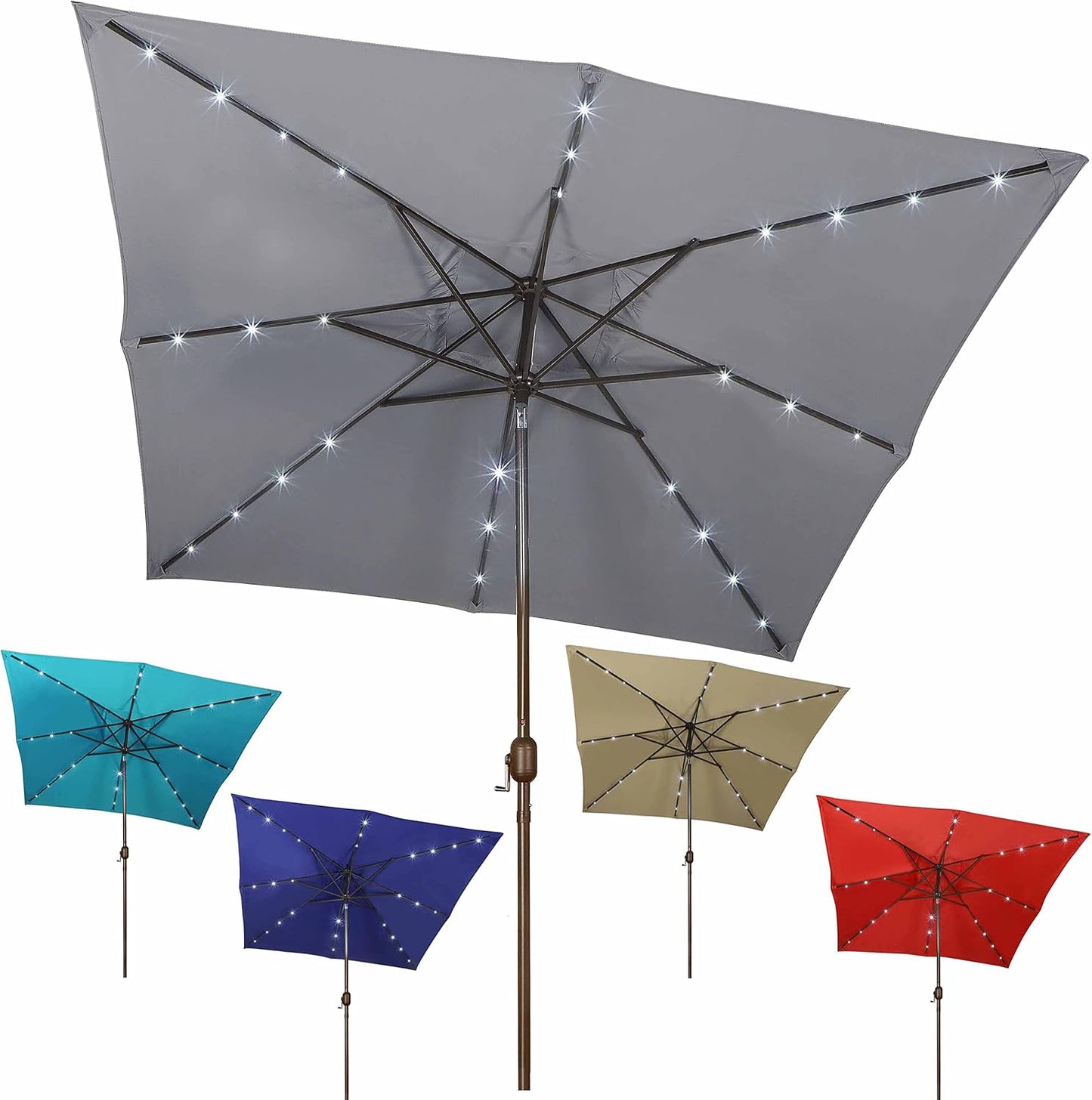 Blissun Rectangular Patio Umbrella, Table Market Umbrella with Tilt and Crank, Outdoor Umbrella for Garden, Deck, Backyard, Pool and Beach
