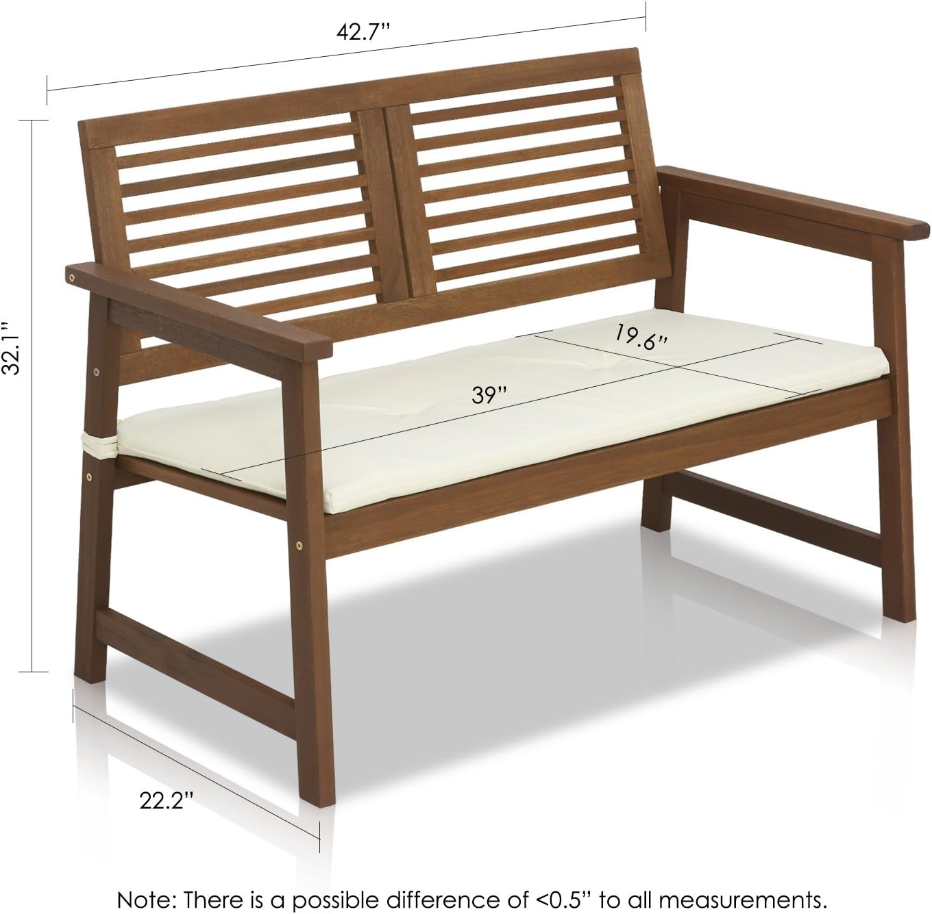 Furinno FG161167 Tioman Hardwood Outdoor Bench in Teak Oil, Natural