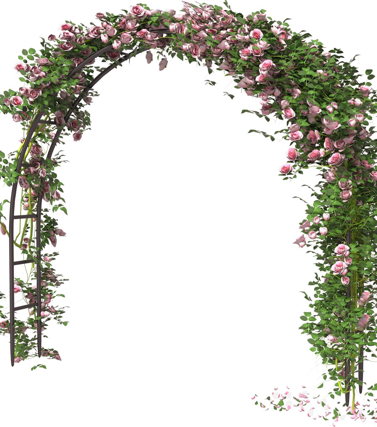 Queension Metal Arch Backdrop Stand 8Ft Wide 7Ft High, Wedding Arch Frame for Wedding Decorations, Balloon Arch Stand with Base for Ceremony, Outdoor Garden Arch Trellis for Climbing Plants, Black