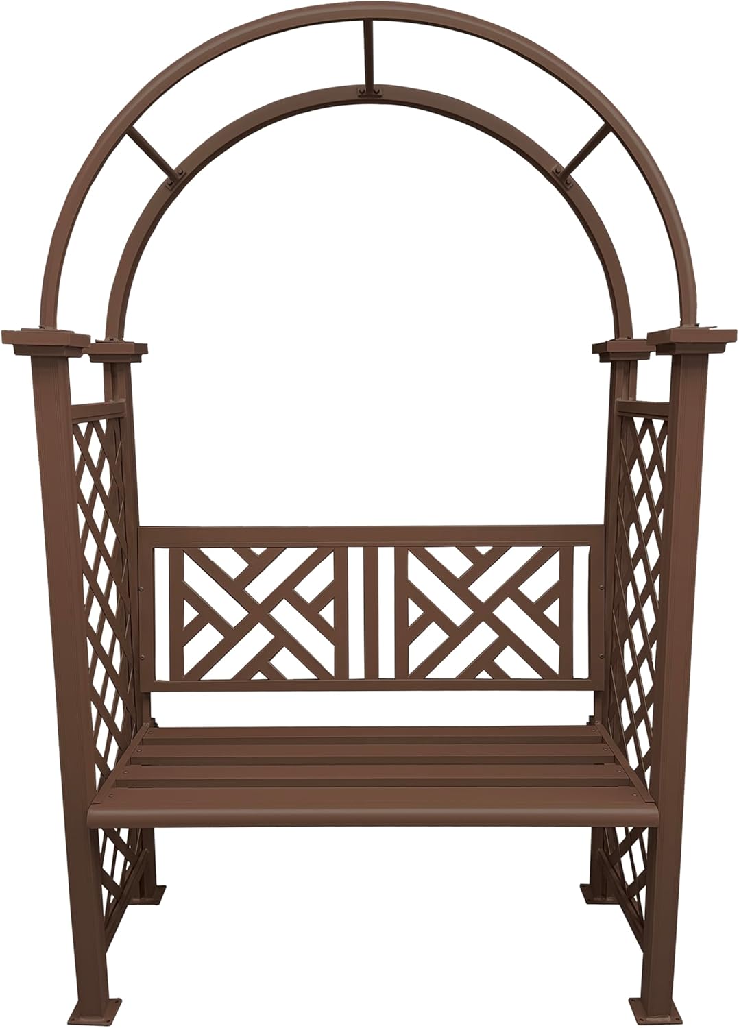 Bronze Aluminum Garden Arbor Arch with 2-Seater Bench