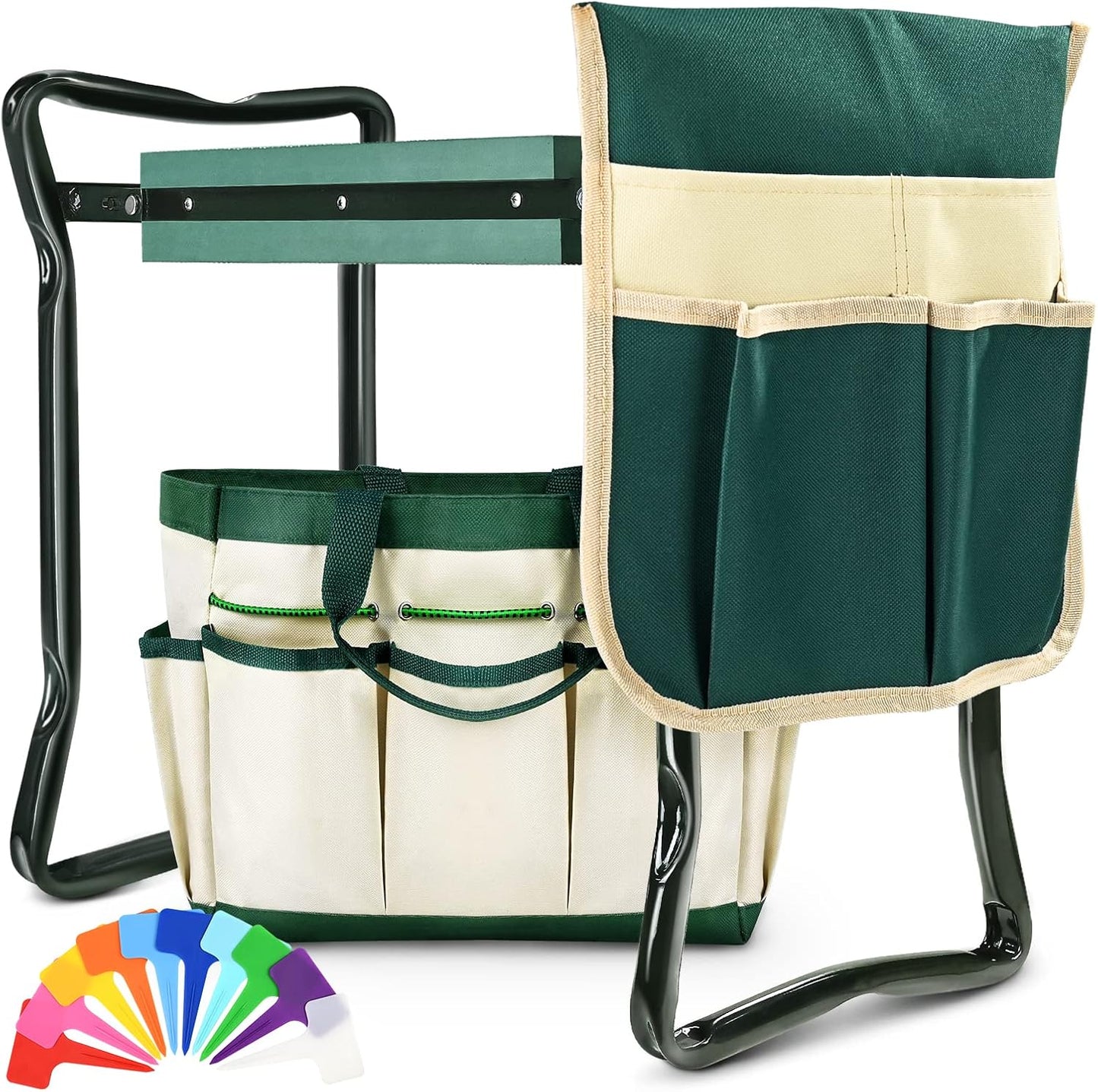 KVR Upgraded Garden Kneeler and Seat with Thicken & Widen Soft Kneeling Pad,Heavy Duty Foldable Gardener Stool with 2 Tool Pouches,Gardening Gifts for Women Mom Men Seniors¡…