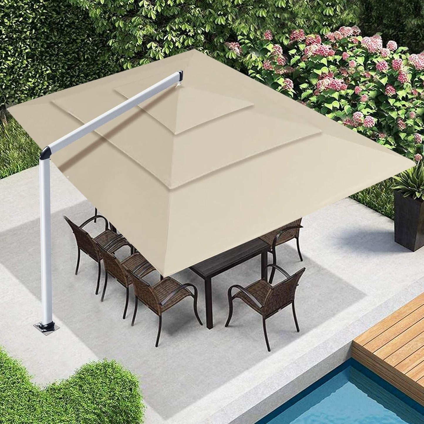 EliteShade USA 10-Year-Non-Fading 9Ft 3 Tiers Market Umbrella Patio Umbrella Outdoor Table Umbrella with Ventilation, Sunflower Yellow