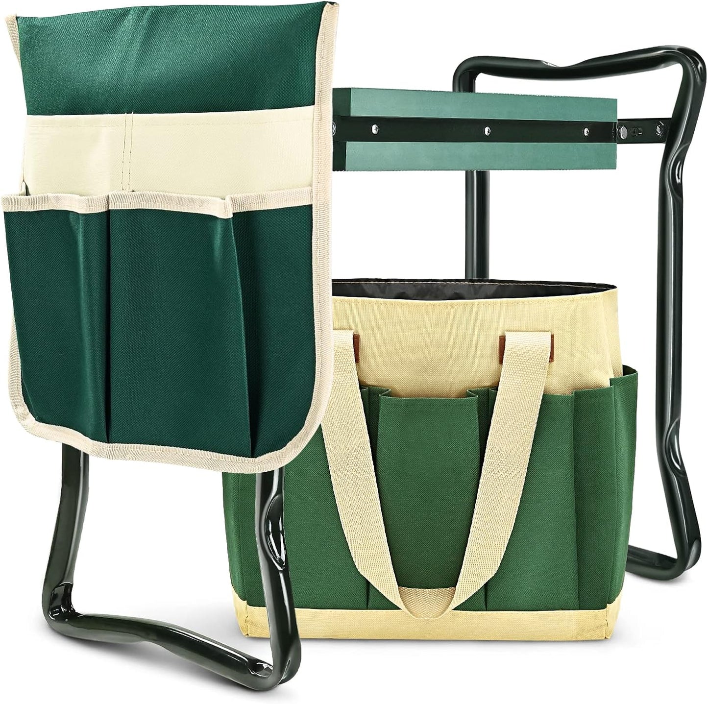 KVR Upgraded Garden Kneeler and Seat with Thicken & Widen Soft Kneeling Pad,Heavy Duty Foldable Gardener Stool with 2 Tool Pouches,Gardening Gifts for Women Mom Men Seniors¡…