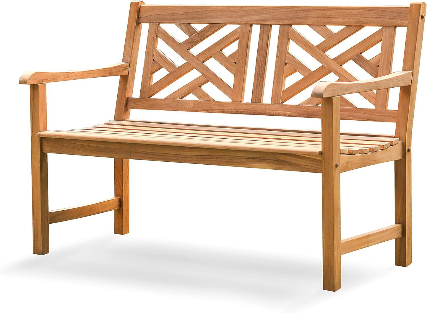 Cambridge Casual Lutyens 4-Foot Teak Wood Outdoor Garden Bench for Patio Furniture, Weather-Resistant, Elegant Seating for Porch, Deck, Lawn, Backyard, and Outdoor Spaces